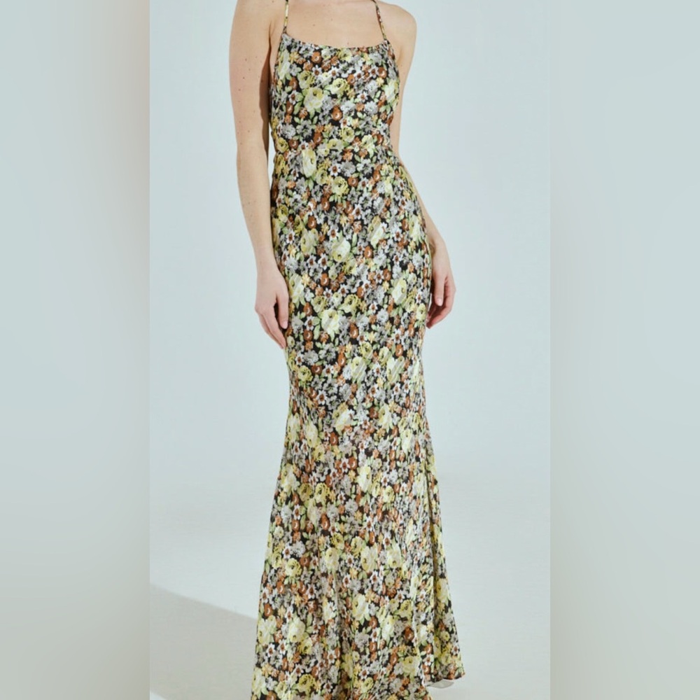 New AKIRA floral satin printed maxi dress size S
